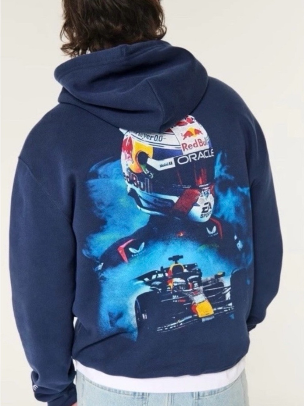 Hollister Red Bull Oracle Red Bull Racing Hoodie Navy Size M Double Graphic